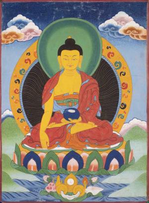 Vintage Shakyamuni Buddha Thangka | Original Tibetan Buddhist Religious Painting